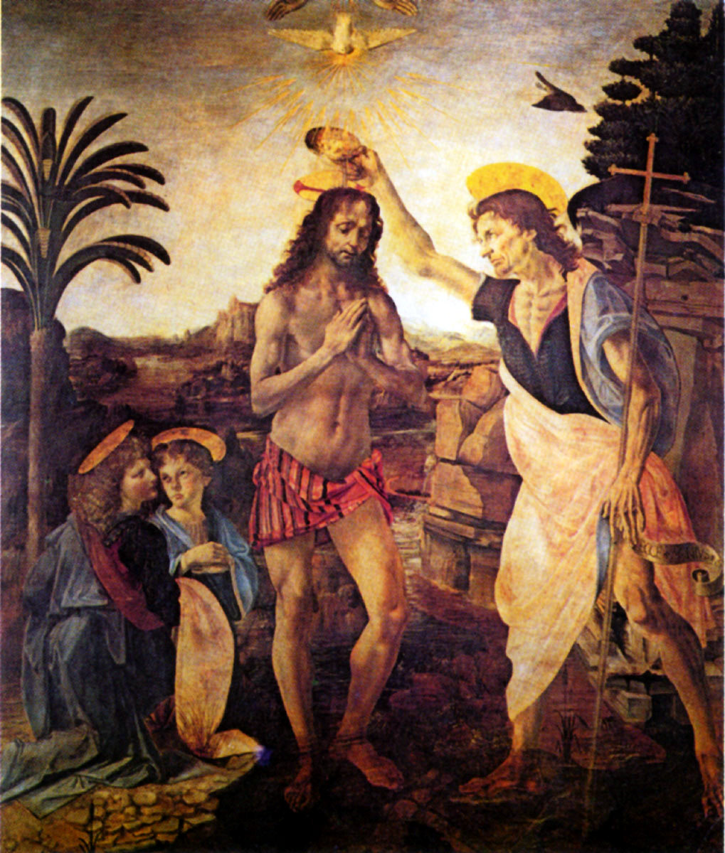 А. Верроккьо.
Крещение Христа. 
Ок. 1470 г.