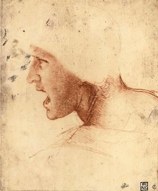 Леонардо да Винчи.
Этюд головы воина
для "Битвы при Ангиари".
1503 г.
