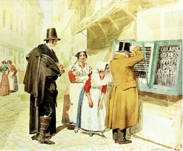 А. Иванов.
Жених, Campagnuolo,
выбырающий кольцо
для невесты.
1839 г.